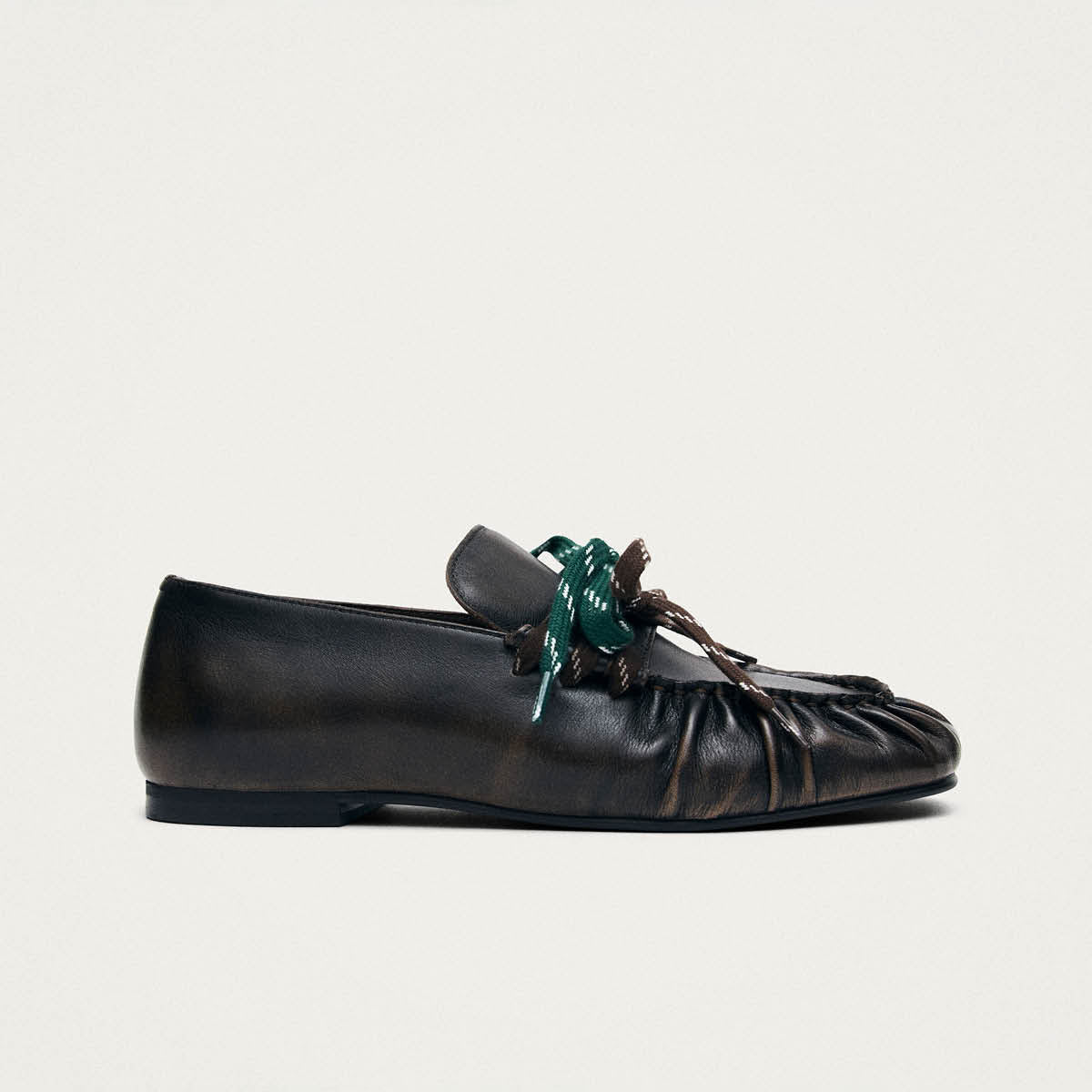Aven Lace Vintage Effect Brown Leather Loafers