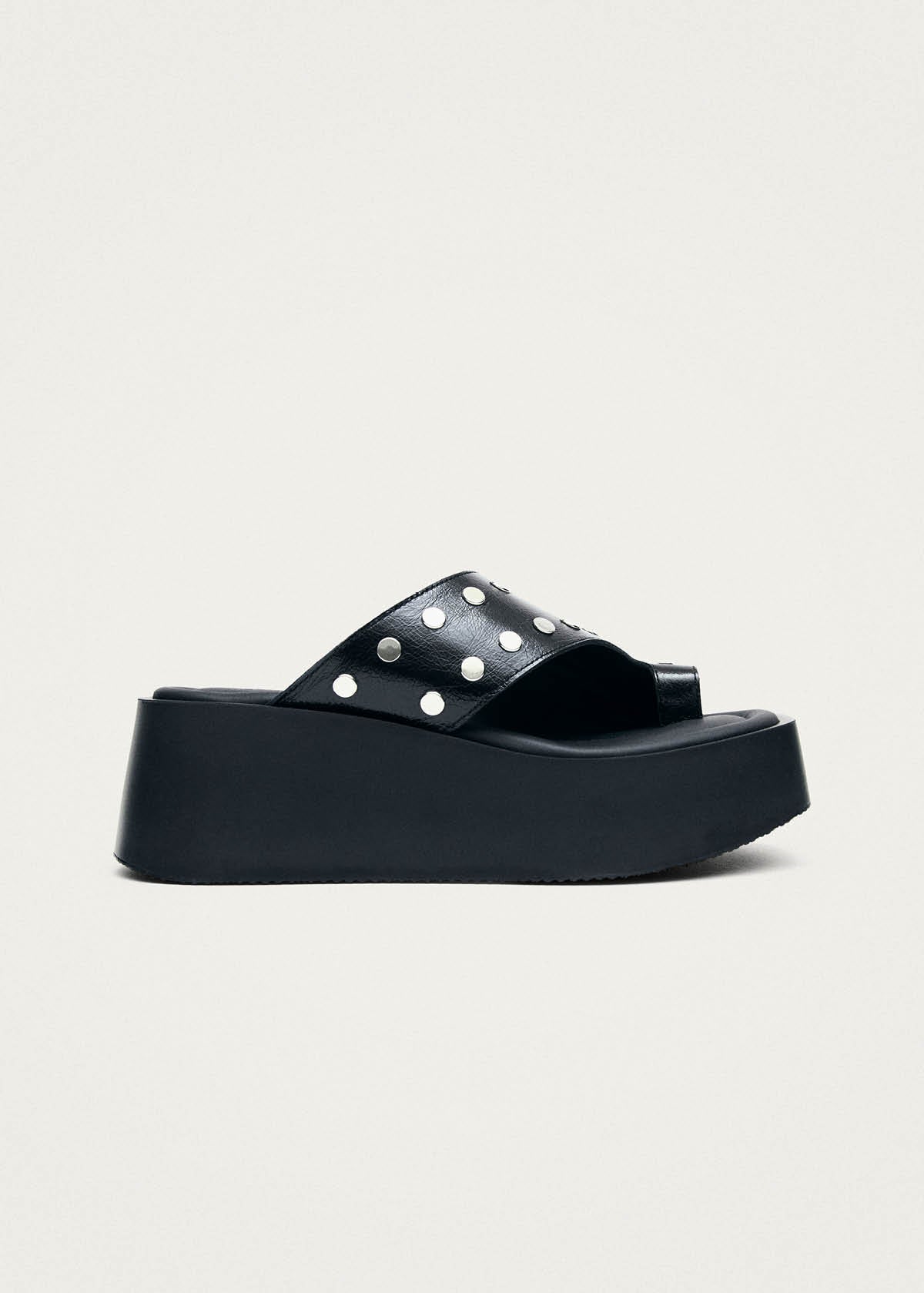 Nova Studs Black Leather Sandals