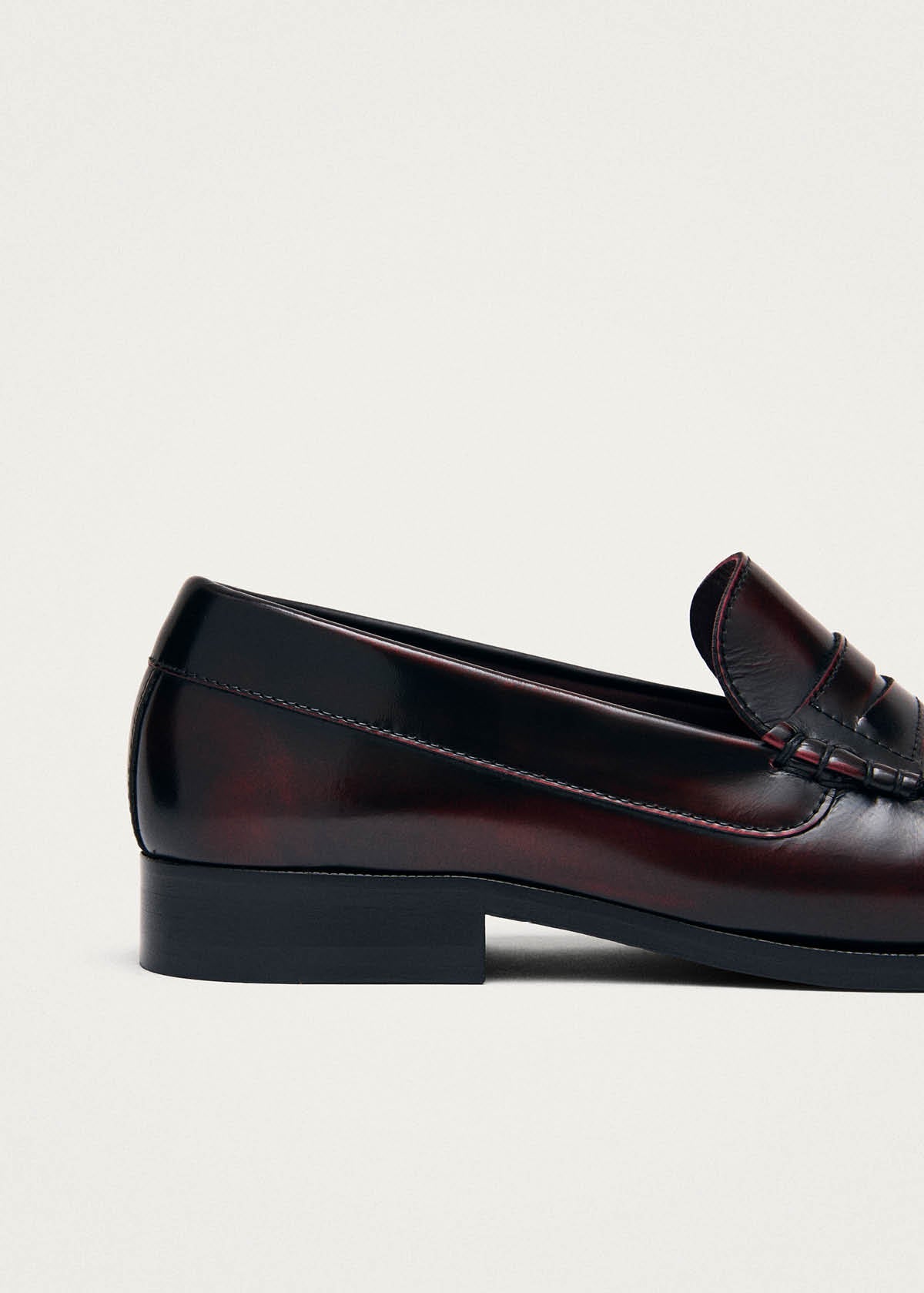 Rivet Vintage Effect Burgundy Leather Loafers