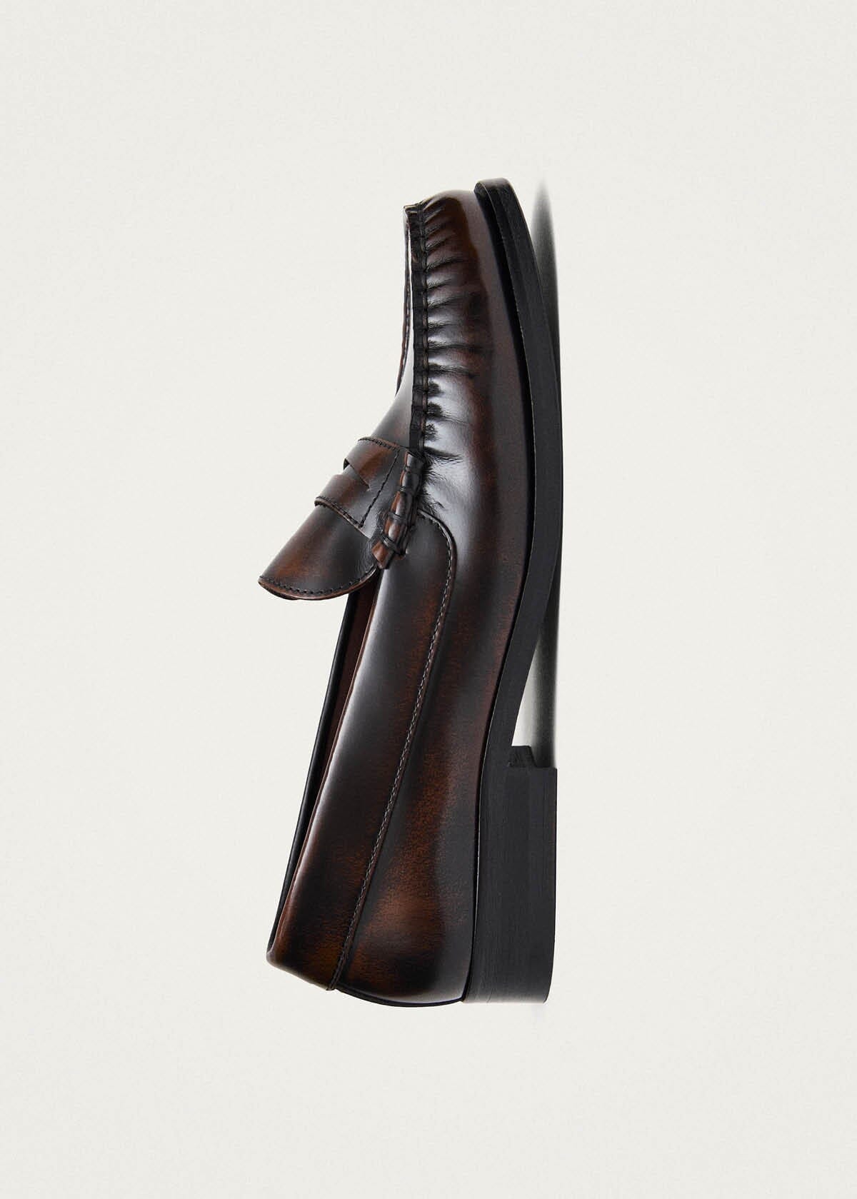 Rivet Brushed Coffee Brown Leather Loafers Loafers ALOHAS