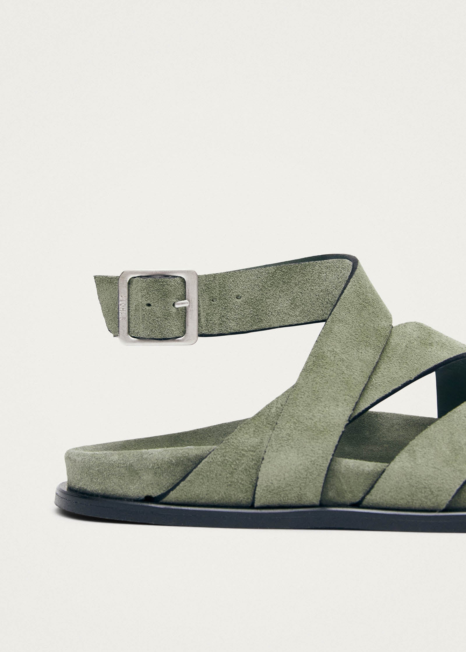 Tide Suede Green Leather Sandals